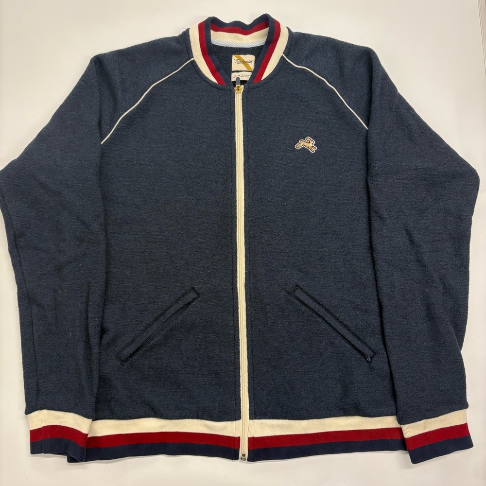 Tracksmith Federation Track Jacket Navy Blue Striped Size XL Limited Edition